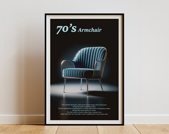 AKTIV's '1970's Classic Chair' Exhibition Print: Antique Charm Reimagined, Vibrant Retro Art, Designed for Stylish Living Areas