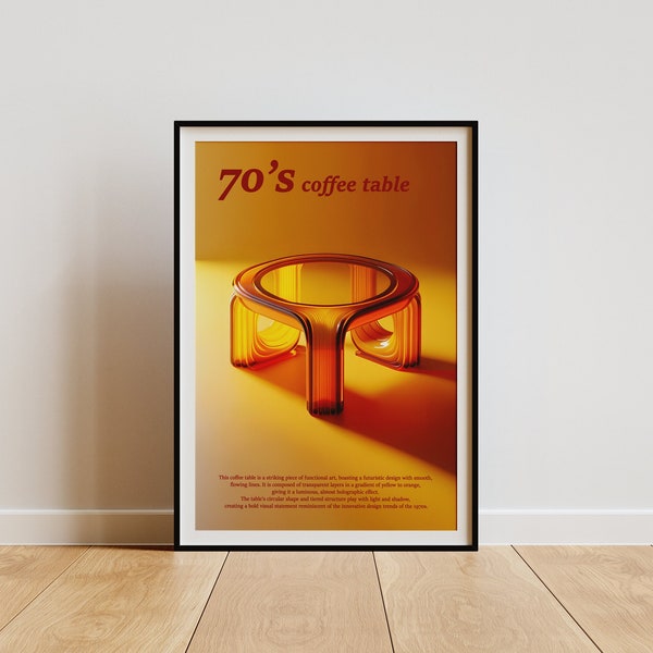 AKTIV's '1970's Classic Coffee Table' Exhibition Print: Nostalgic Design, Vintage Elegance, Tailored for Refined Tastes