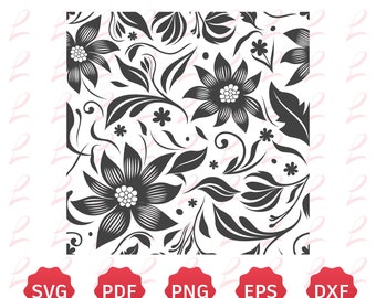 Flowers and Leaves Seamless Pattern - Digital Print for Decoration, Pattern for Tote Bag, Background, textiles, Digital Print