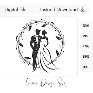 Bride and Groom Clipart illustration, Bride and Groom Svg, Hand Drawn Bride and Groom, Wedding Favor, Wedding Logo, Wedding Couple Svg