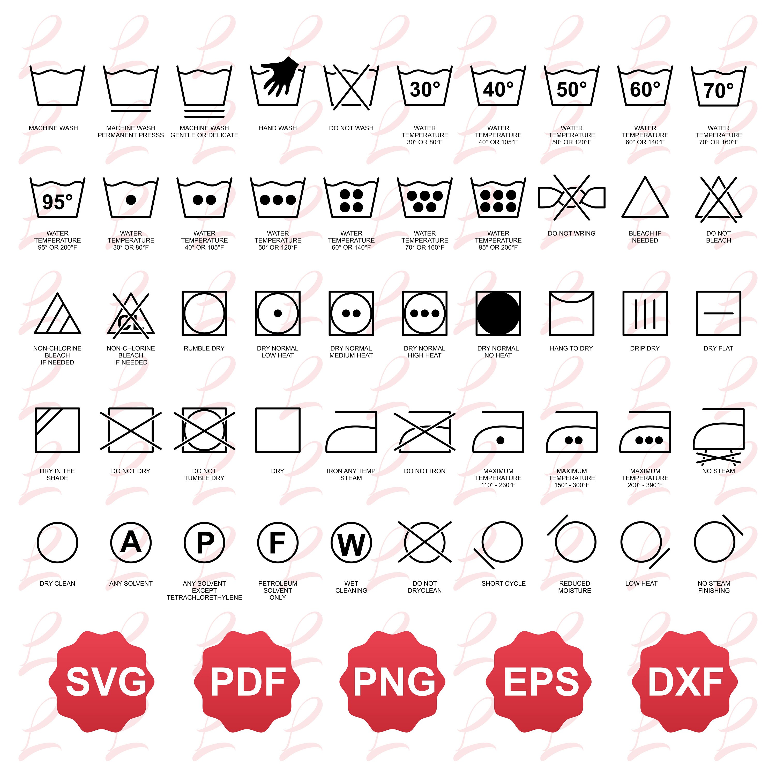 Laundry Symbols Icon Bundle Dry Clean Symbols Laundry Line Etsy