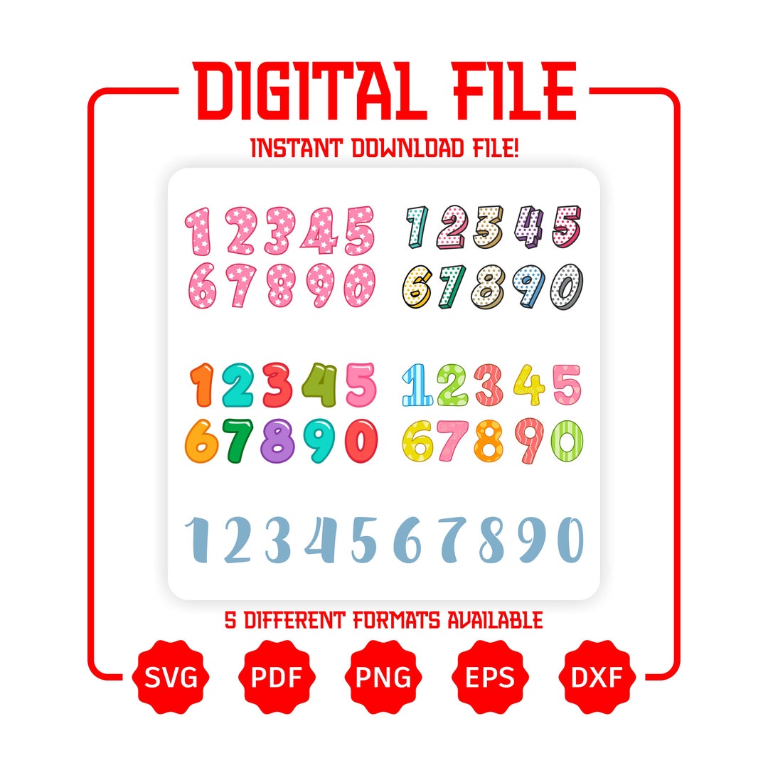Decorative Colored Numbers SVG Bundle - Decorative Numbers for Birthday