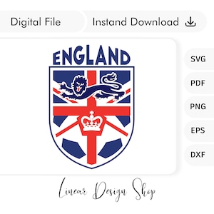 Supporta l'Inghilterra - Design della maglietta dell'Inghilterra - Design della maglietta Euro 2024 (Svg, Png, Eps, PdfF, Dxf) Maglietta della Coppa del mondo - Calcio europeo - Squadra nazionale