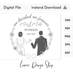 Bride and Groom Clipart illustration, Bride and Groom Svg, Hand Drawn Bride and Groom, Wedding Favor, Wedding Logo, Wedding Couple Svg