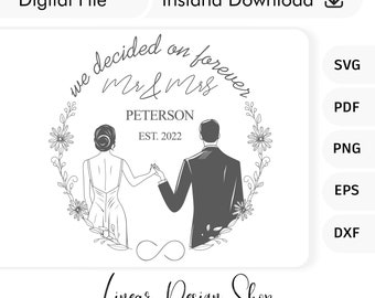 Bride and Groom Clipart illustration, Bride and Groom Svg, Hand Drawn Bride and Groom, Wedding Favor, Wedding Logo, Wedding Couple Svg