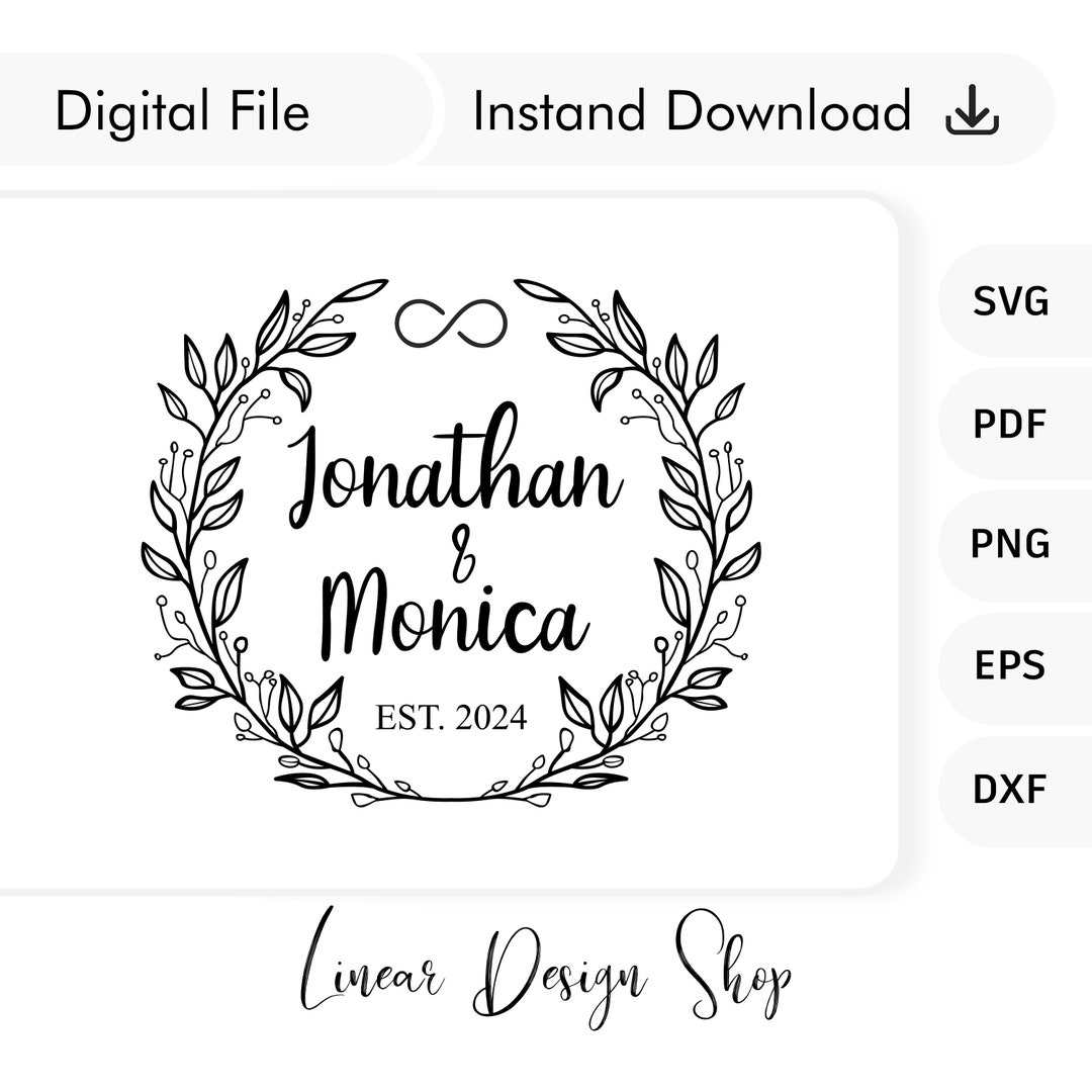 Wreath Monogram Svg, Floral Wreath Svg, Circle Frame, Wedding Monogram