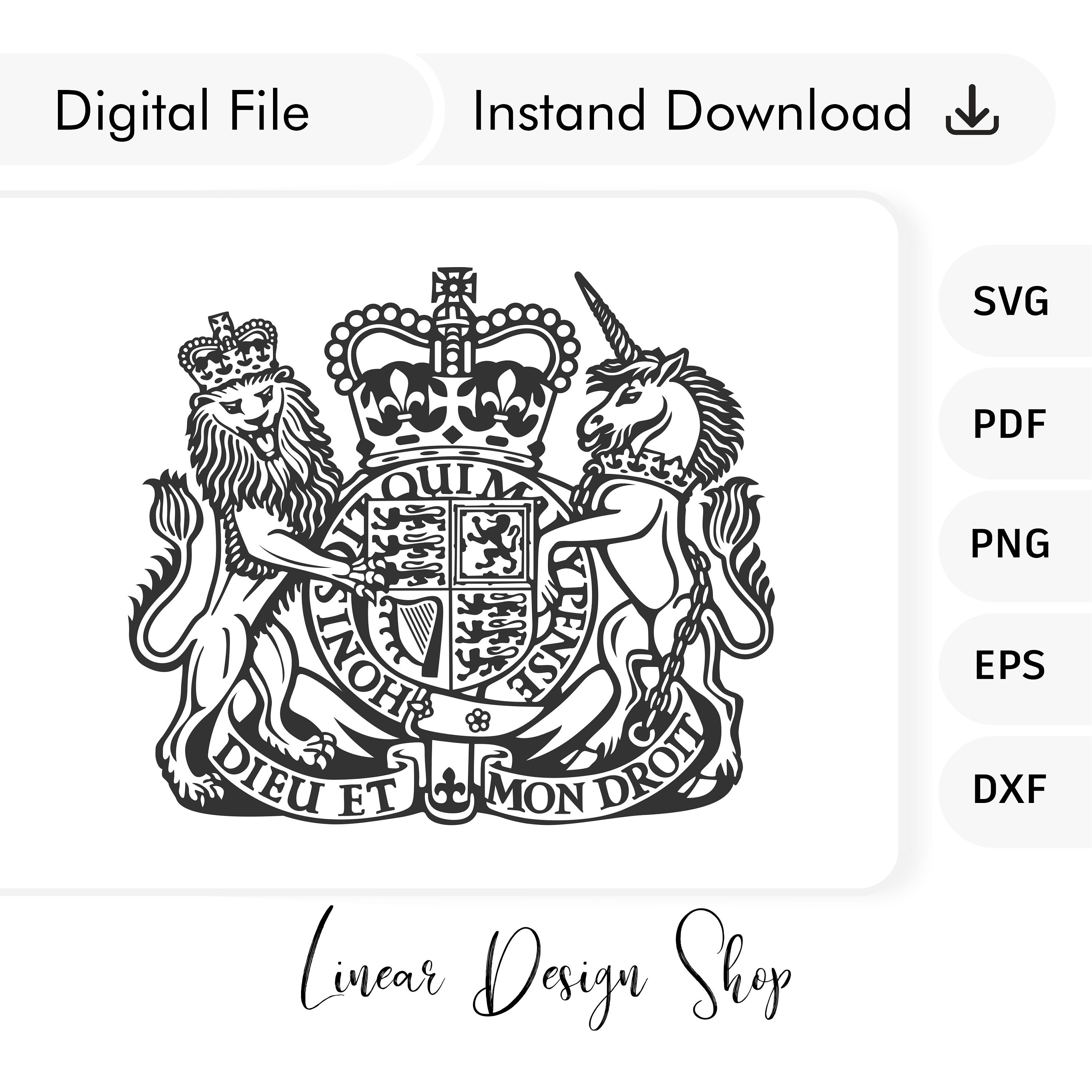Royal Coat of Arms of the United Kingdom, National Coat of Arms of England, Svg, Eps, Dcf, Png, Pdf,