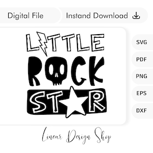 Arquivo de corte Little Rock Star para Cricut, Silhueta - Camiseta infantil Svg - Camiseta infantil Svg - Rock N Roll Kids - Rock Svg para crianças