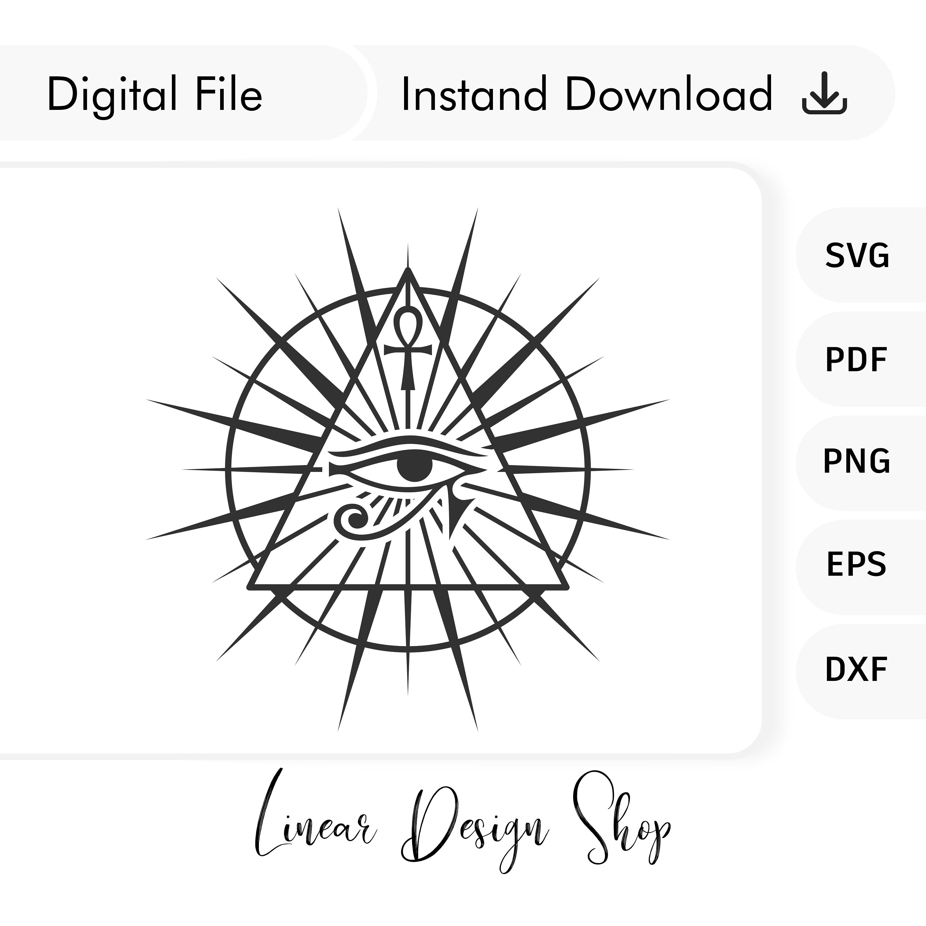 Eye Of Ra Svg - Egypt Symobls Clipart - The Ankh Cross svg - Egypt Pyramit Cut File for Cricut, Silhouette