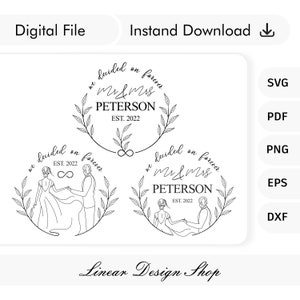 Bruiloft monogram SVG-de heer en mevrouw monogram-hand getrokken bruid en bruidegom SVG-we besloten op Forever SVG-huwelijk prints