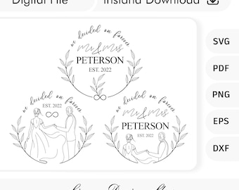 Wedding Monogram SVG - Mr and Mrs Monogram - Hand Drawn Bride and Groom Svg - We Decided On Forever Svg - Marriage Prints