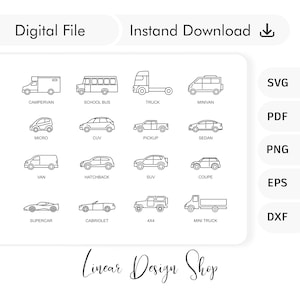 Car Line Icon Bundle - Automobile Icon Set - Car Web Icons - Outline Car Icons