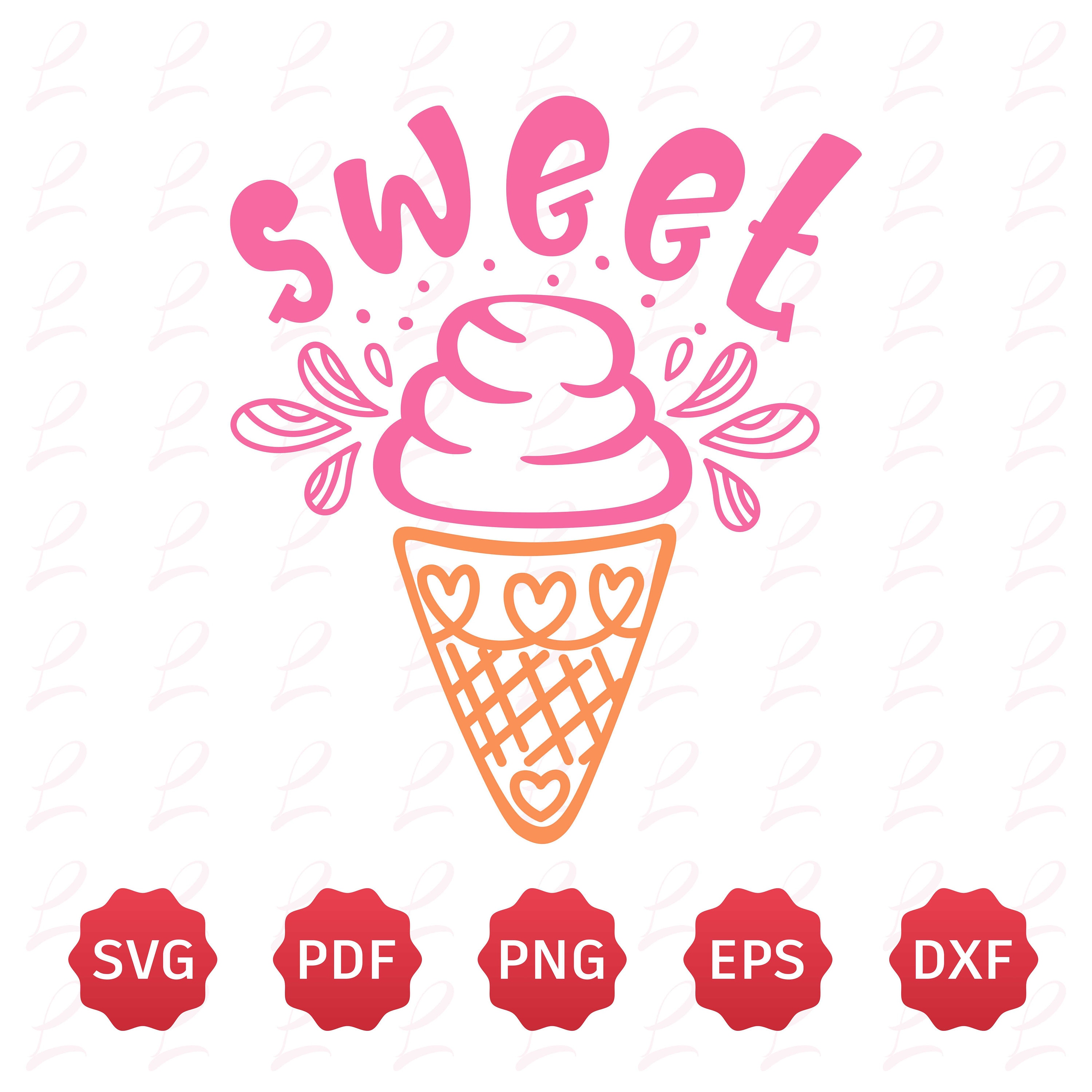 Cute Sweet Ice Cream SVG PNG Digital File Clipart Instant Download Cut File  for Cricut and Silhouette Full Stencil Sublimation Graphics