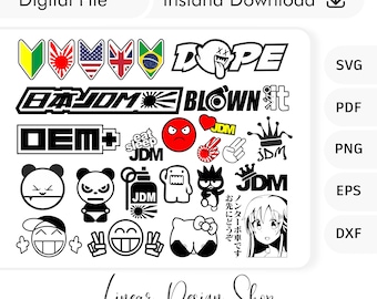 JDM Car Sticker Cricut Svg Bundle - Layered Car Stickers - Vinly Cut Sticker - JDM Populer Sticker Bundle