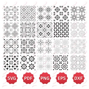 Vinyl Tiles Cricut SVG Bundle -  Kitchen Tiles Pattern - Tiles Design Svg - Bathroom Tiles - Floor Tiles - Self Adhesive Vinyl Cut File
