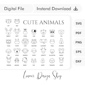 Farm Animals Svg Bundle, Animals Line Icon Bundle, Cute Animal Icon, Stickers Animals Icons, Cartoon Animals, Animals For Kid, Wild Animals