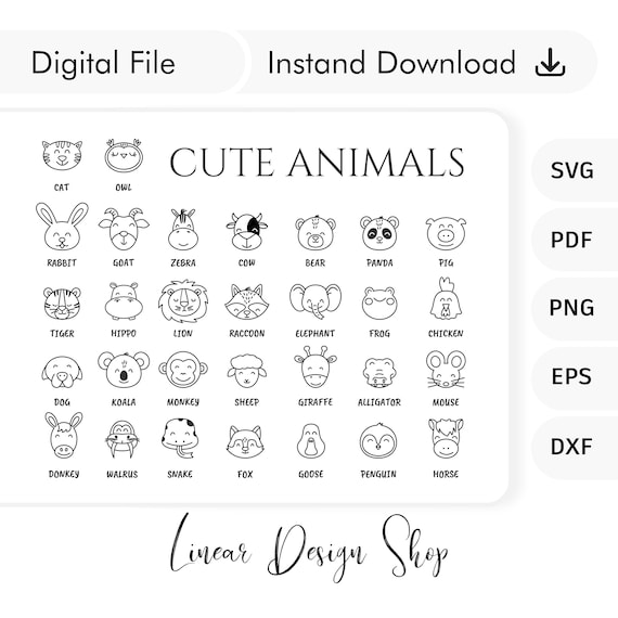 Farm Animals Svg Bundle, Animals Line Icon Bundle, Cute Animal Icon, Stickers Animals Icons, Cartoon Animals, Animals For Kid, Wild Animals