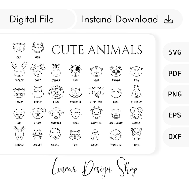 Farm Animals Svg Bundle, Animals Line Icon Bundle, Cute Animal Icon, Stickers Animals Icons, Cartoon Animals, Animals For Kid, Wild Animals