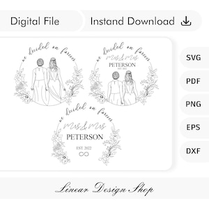 Paquete de monogramas de boda, monograma dibujado a mano, pareja de lesbianas, garabato de boda, monograma de boda LGBT, dos novias en ceremonia de boda