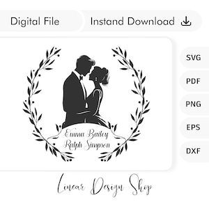 Wedding Couple svg, Clipart illustration, Couple Monogram svg, Newlyweds Svg, Wedding Favor, Wedding Monogram, Engagement svg