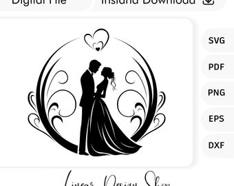 Bride and Groom, Clipart illustration, Wedding couple png, Newlyweds Svg, Wedding Favor, Wedding Monogram, Wedding doodle Svg