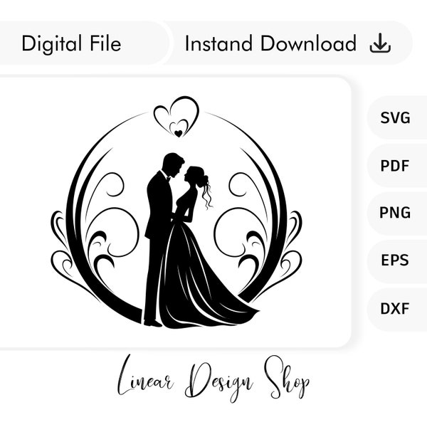 Bride and Groom, Clipart illustration, Wedding couple png, Newlyweds Svg, Wedding Favor, Wedding Monogram, Wedding doodle Svg