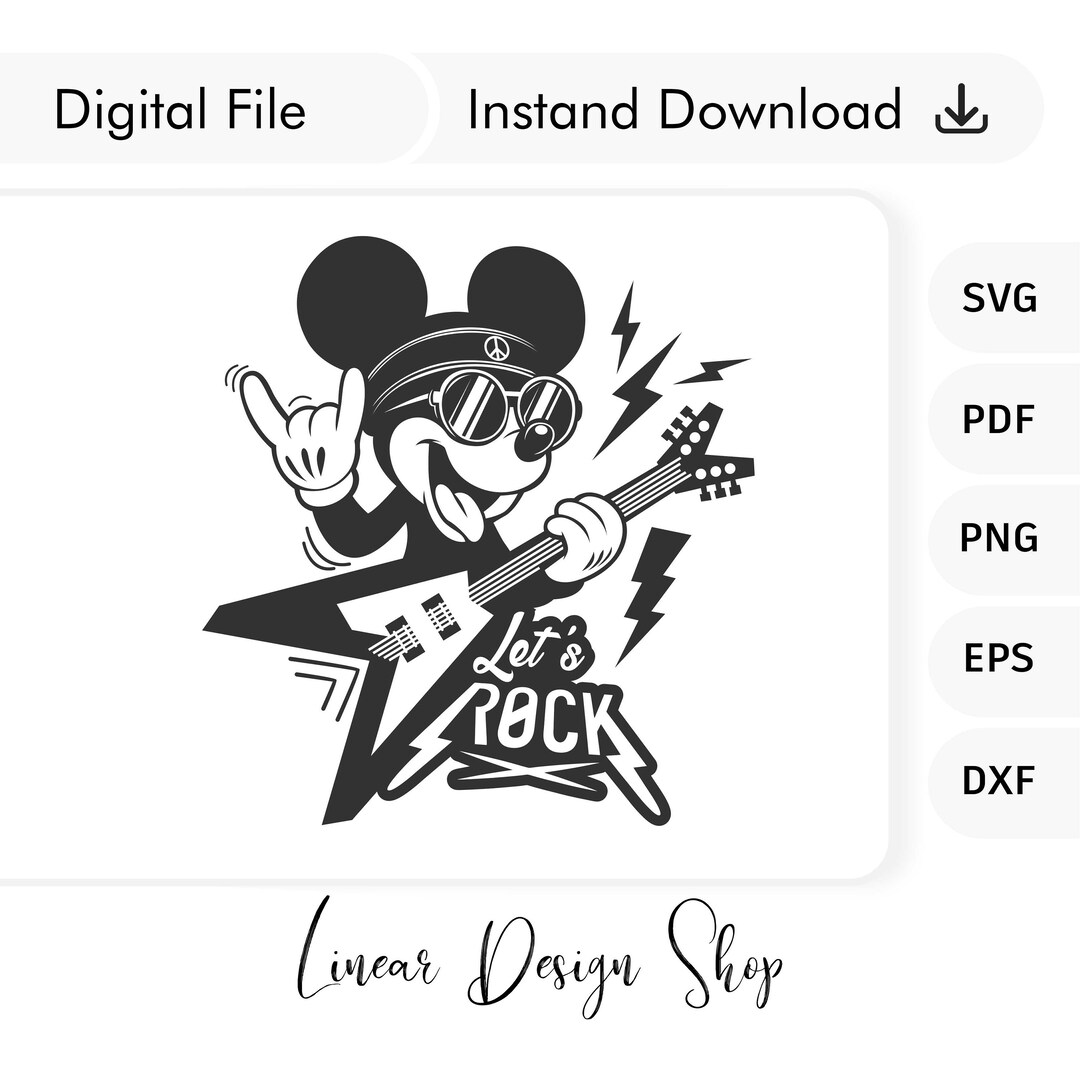 Rock N Roll Mouse SVG – Cartoon Guitarist, Cricut Cut File - Etsy