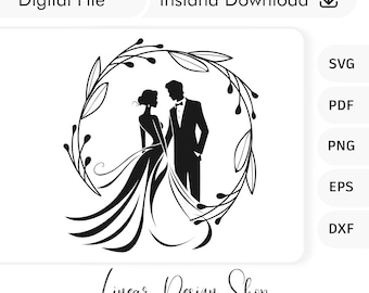 Bride and Groom Clipart illustration, Bride and Groom Svg, Hand Drawn Bride and Groom, Wedding Favor, Wedding Logo, Wedding Couple Svg
