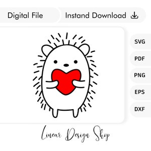Hedgehog With Heart - Hedgehog Love Svg - Hedgehog Cricut Vector - Hedgehog Silhouette Cut File - Hedgehog Png - Hedgehog T-Shirt