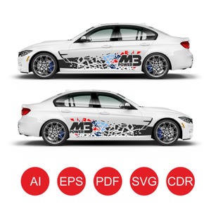 M3 Car Stickers, Sport Side Stripes, Vinyl Decals For Car Lovers, Racing Styling Vinyl Decals, Vinyl Cut File For Sport Cars