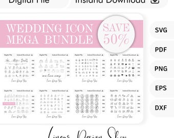 Wedding Icon Mega Bundle - 8 Unique Icons