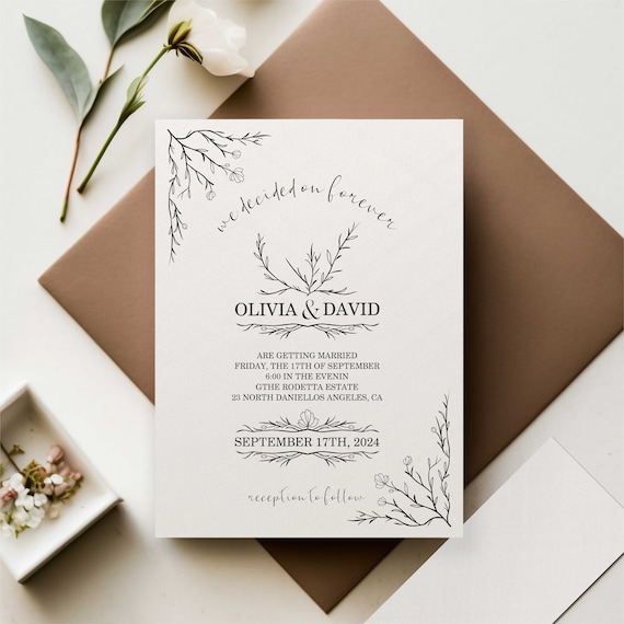 Wedding Invitation Set Floral Design Elements Invitation Design
