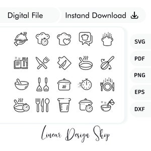 Kitchen Cooking Icon Set - Planner Icons & Doodles - Food Sticker Svg Bundle