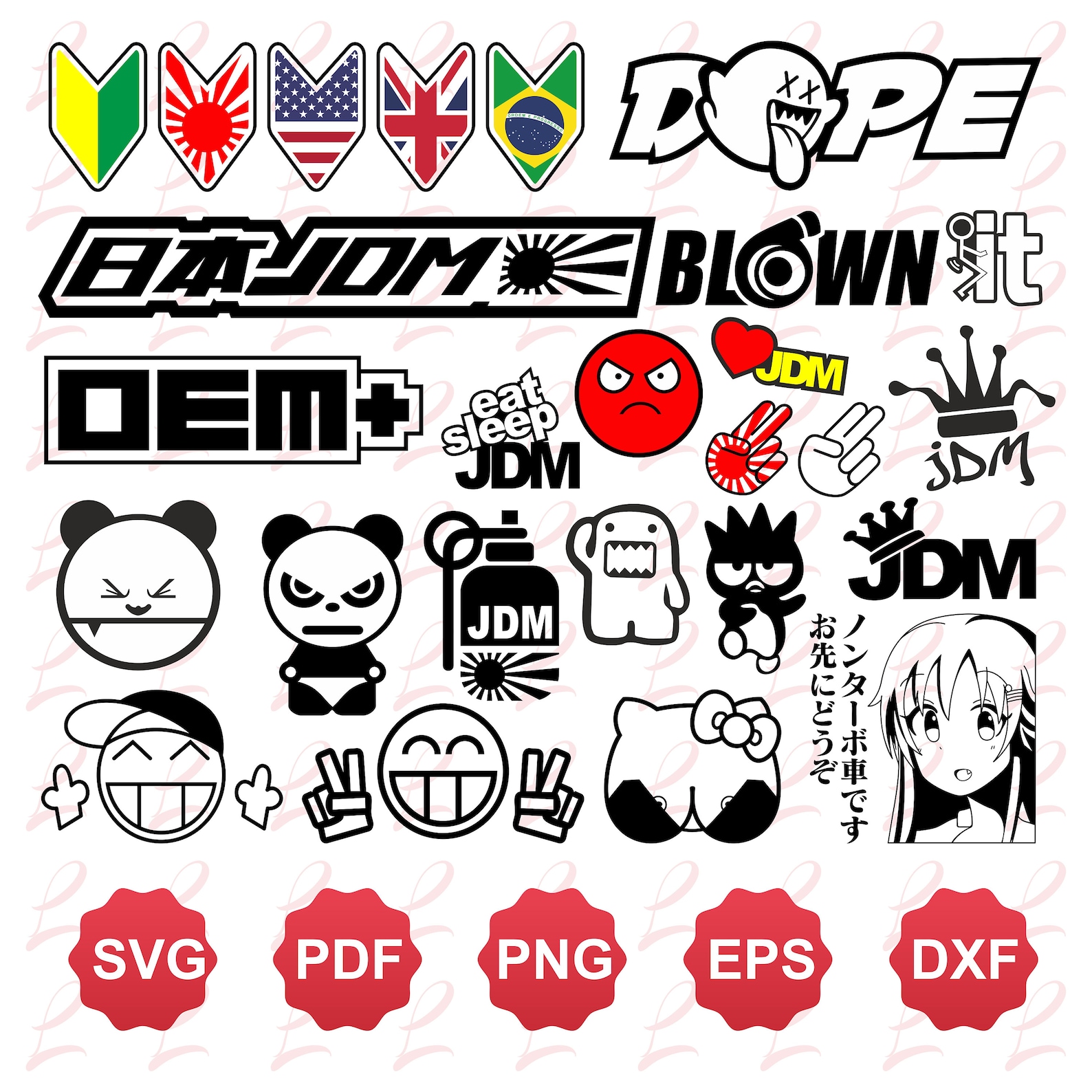 JDM Car Sticker Cricut Svg Bundle Layered Car Stickers Etsy Australia