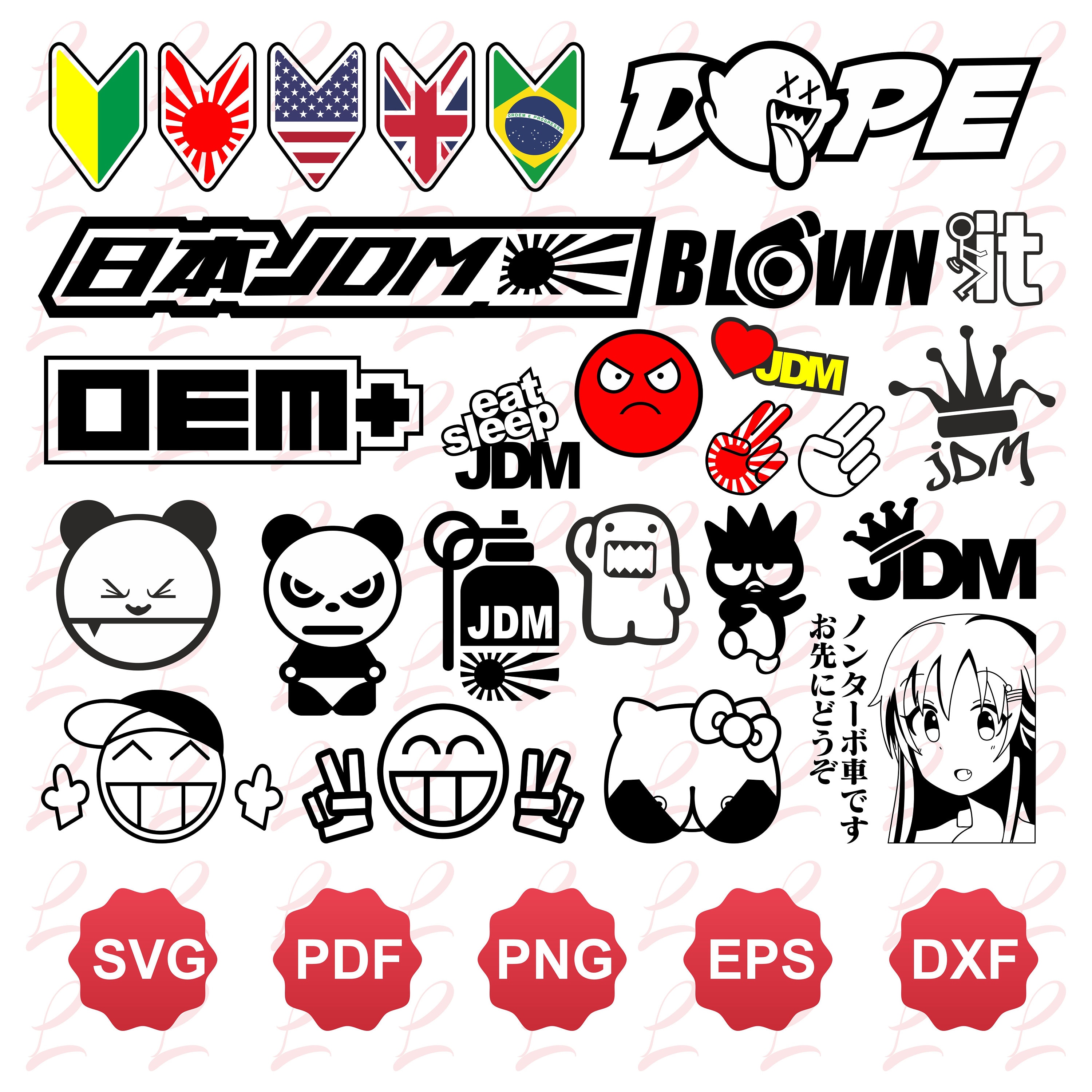 JDM Car Sticker Cricut Svg Bundle Layered Car Stickers Vinly Cut Sticker JDM  Populer Sticker Bundle -  Norway