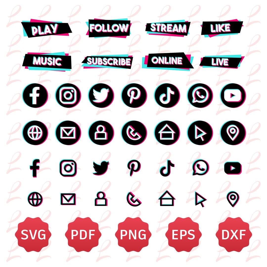 Tiktok Stickers and Social Media Icons Tiktok Style Icons Etsy Canada