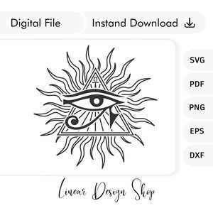 Cricut 用の Eye Of Ra カット ファイル、シルエット - Eye Of Ra SVG - エジプトのシンボル クリップアート - アンク十字 - 太陽のホルスの目 - エジプトの保護