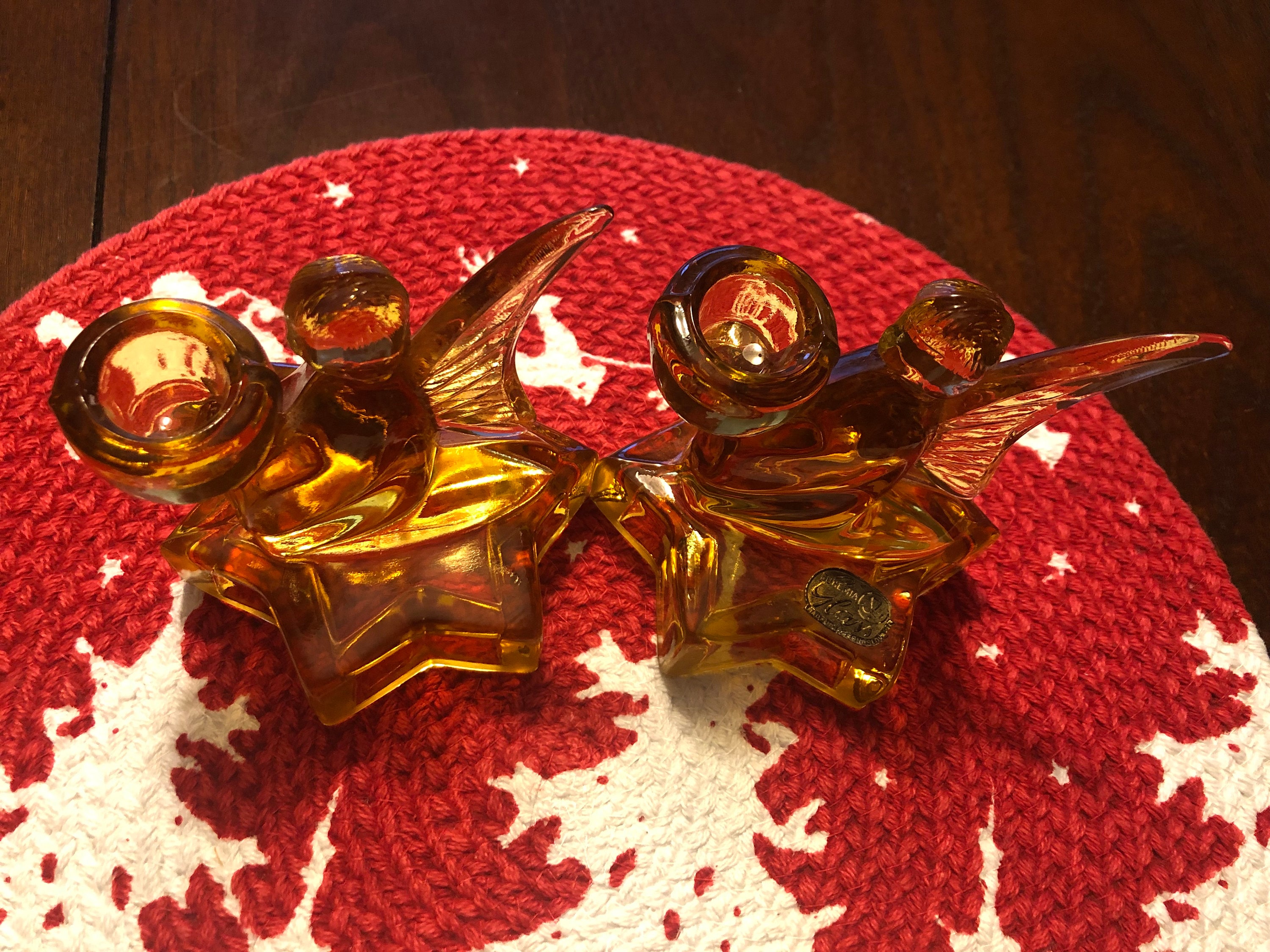 Bohemian Glass Angel Candle Holders Etsy