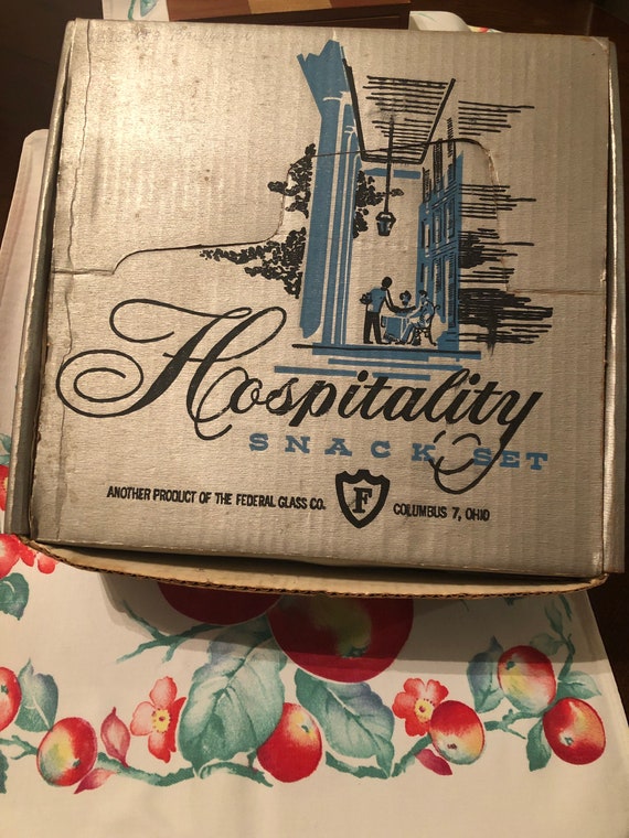 Federal Glass Hospitality Snack Set Etsy