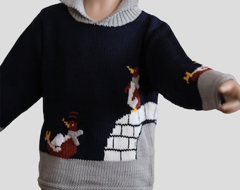 Winter magic: children's sweater made of pure cotton with a playful penguin design