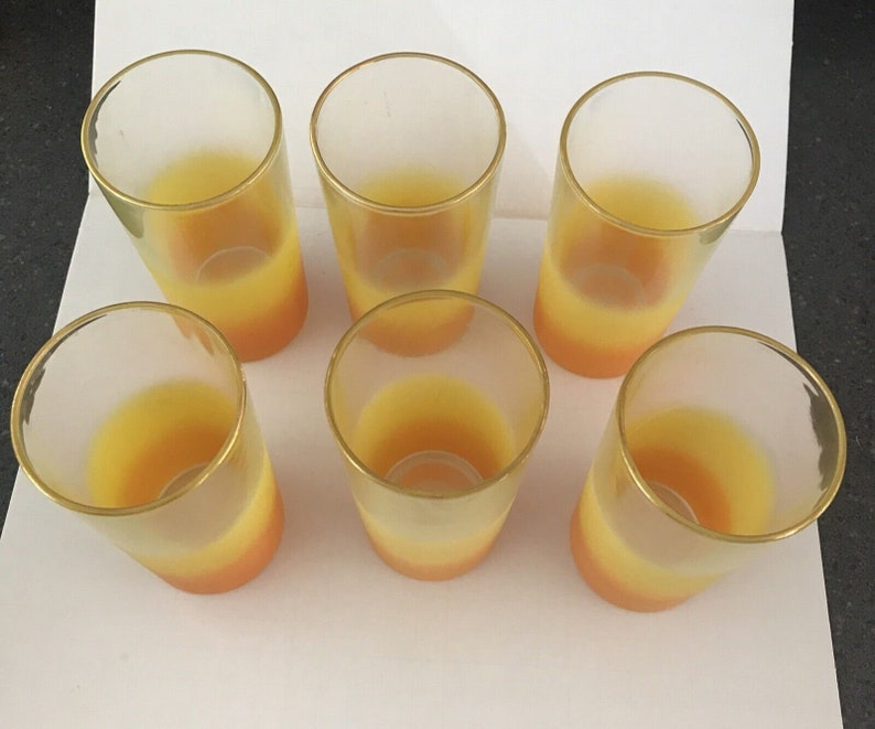 Blendo Frosted Barware Mid-century set van 6 Tom Collins-glazen afbeelding 9