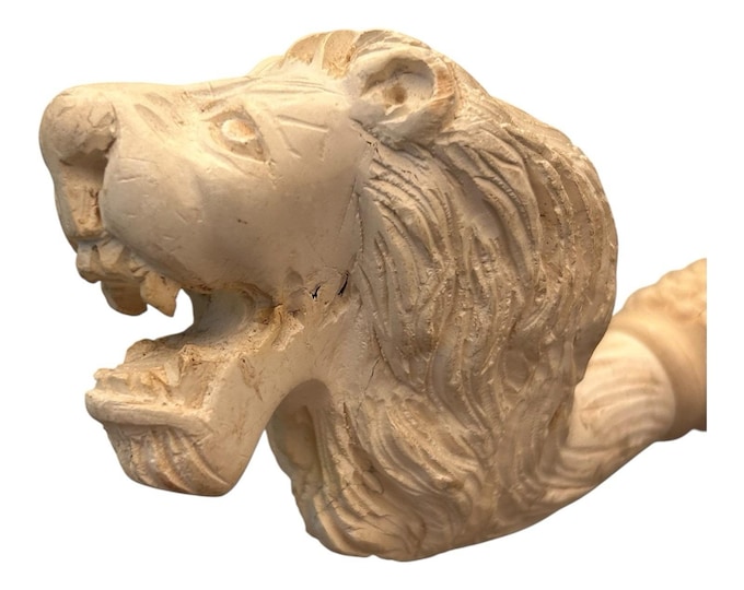 VTG Hand Carved Meerschaum Lion Smoking Pipe