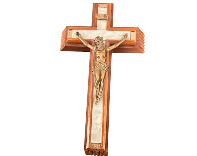 Vintage Jesus Crucifix Sick Call Last Rites Wooden Cross Catholic