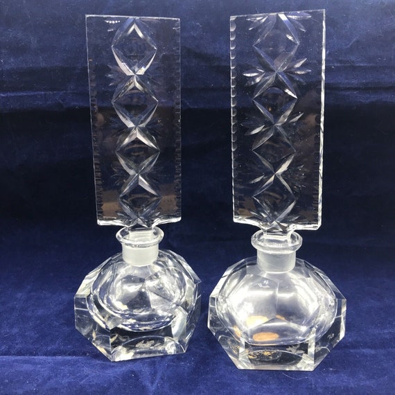 vintage Irice Cut glass perfume bottle with stopp… - image 1