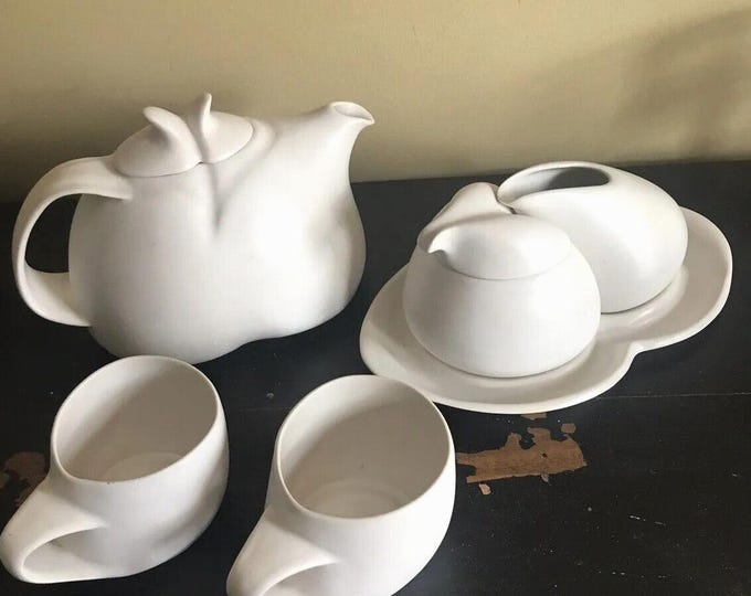 Saenger Nesting Teapot set Modernist Art Pottery as used in star trek MCM