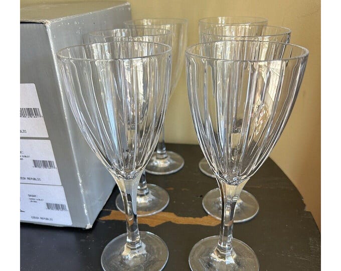Sasaki Caren Wine/water Glass Goblets set of 6 NEW original box