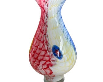 Vintage Murano Art Glass Millefiori Swirl Sommerso Art Glass Vase 13" H