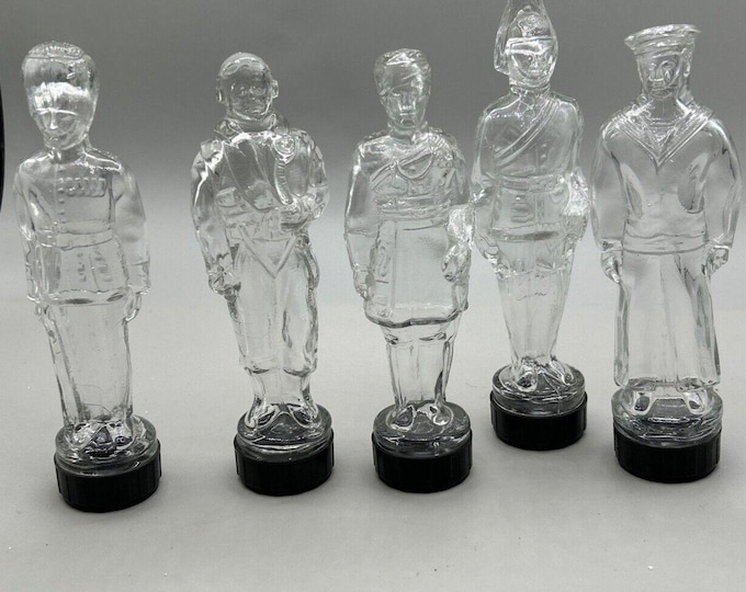 ROCHER FRERES Soldiers Liqueur Figural Bottles vintage set of 5