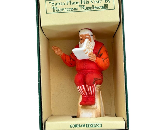 Gorham Textron Norman Rockwell Santa Christmas Planning His Visit 1980 figurine