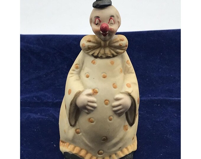 CLOWN BELL mime w/ tiny hat idiophone Circus makeup 1970s old-school